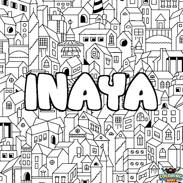 Coloring page first name INAYA - City background