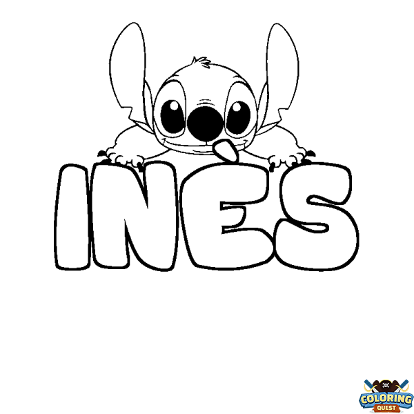 Coloring page first name IN&Egrave;S - Stitch background