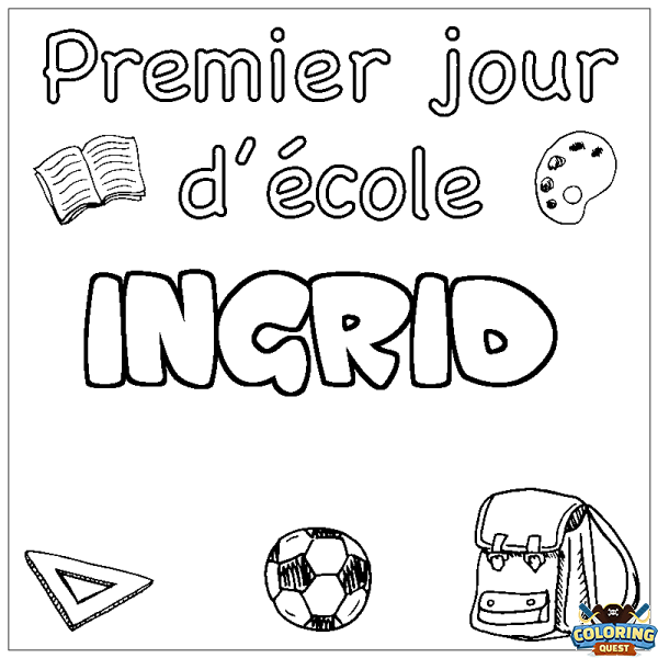 Coloring page first name INGRID - School First day background