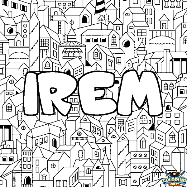 Coloring page first name IREM - City background