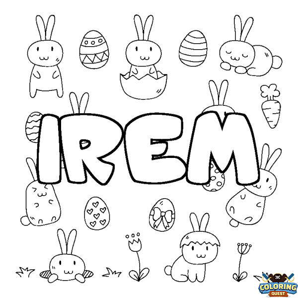 Coloring page first name IREM - Easter background