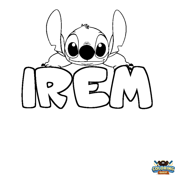 Coloring page first name IREM - Stitch background