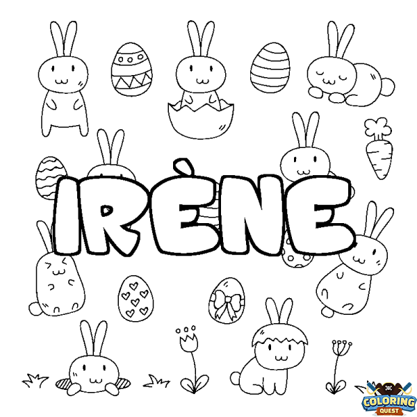 Coloring page first name IR&Egrave;NE - Easter background