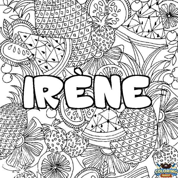 Coloring page first name IR&Egrave;NE - Fruits mandala background
