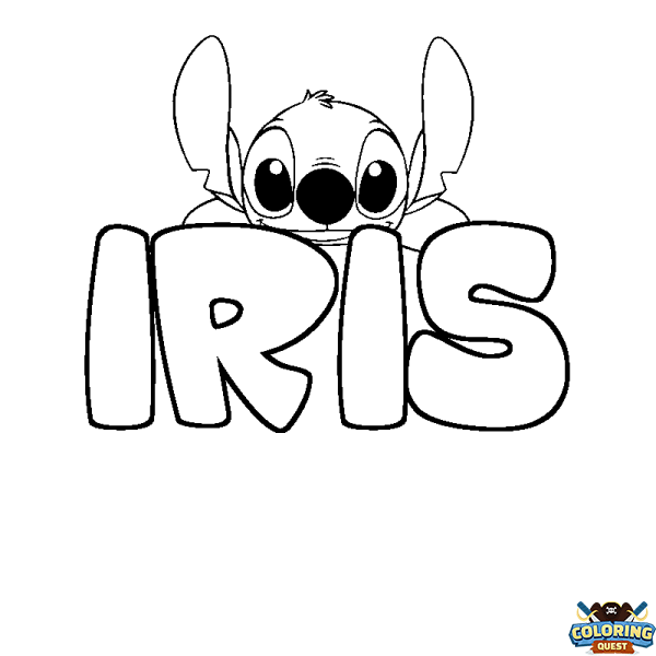 Coloring page first name IRIS - Stitch background