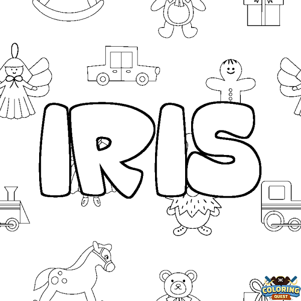 Coloring page first name IRIS - Toys background