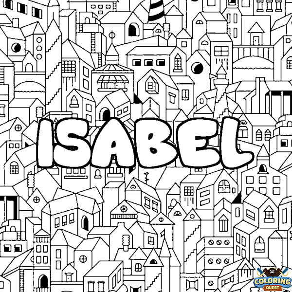 Coloring page first name ISABEL - City background