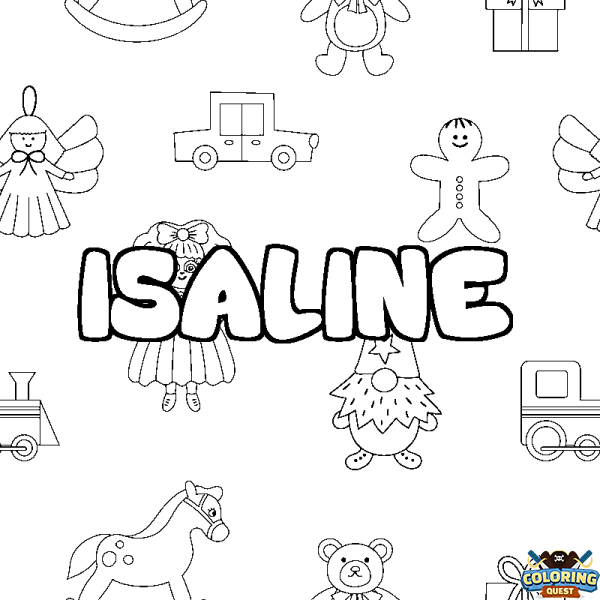 Coloring page first name ISALINE - Toys background