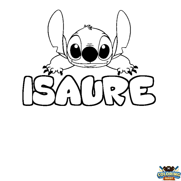 Coloring page first name ISAURE - Stitch background
