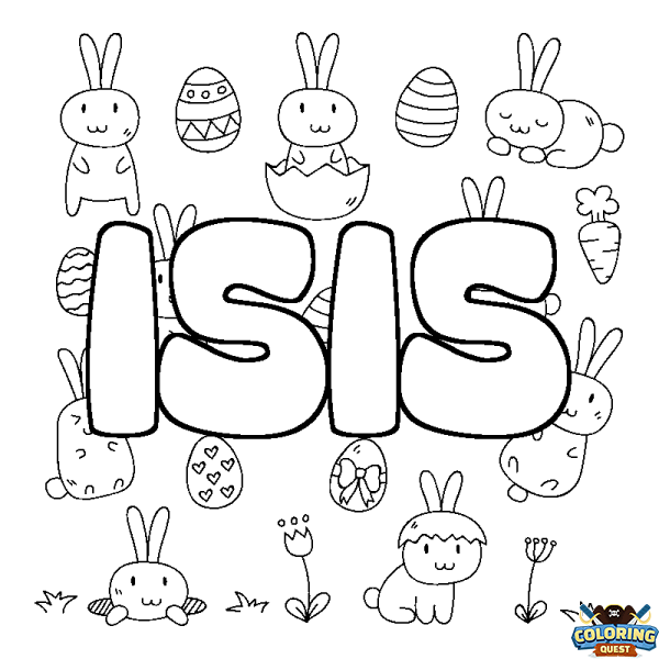 Coloring page first name ISIS - Easter background