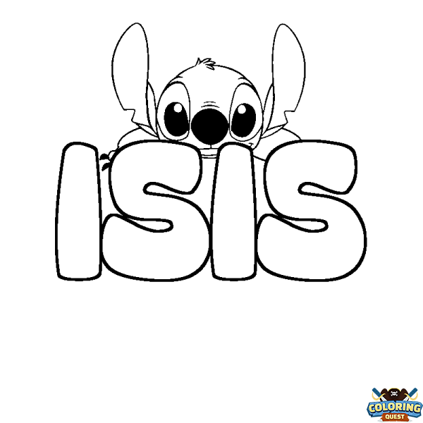 Coloring page first name ISIS - Stitch background