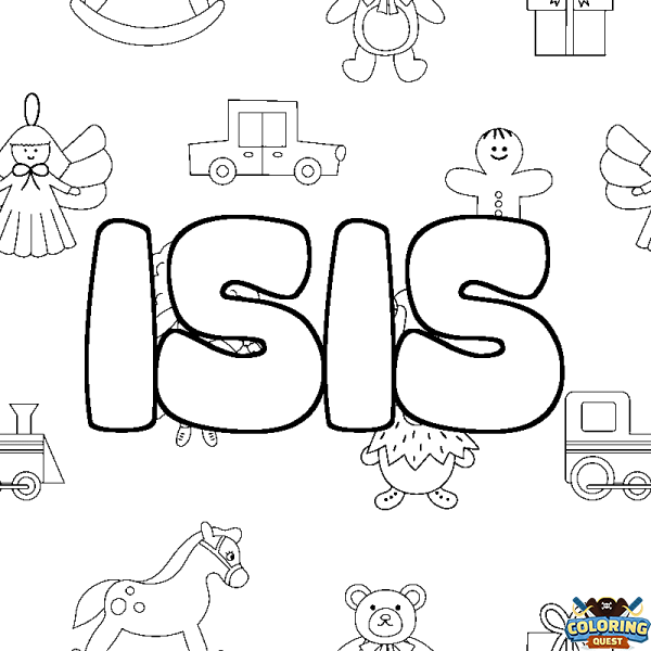 Coloring page first name ISIS - Toys background