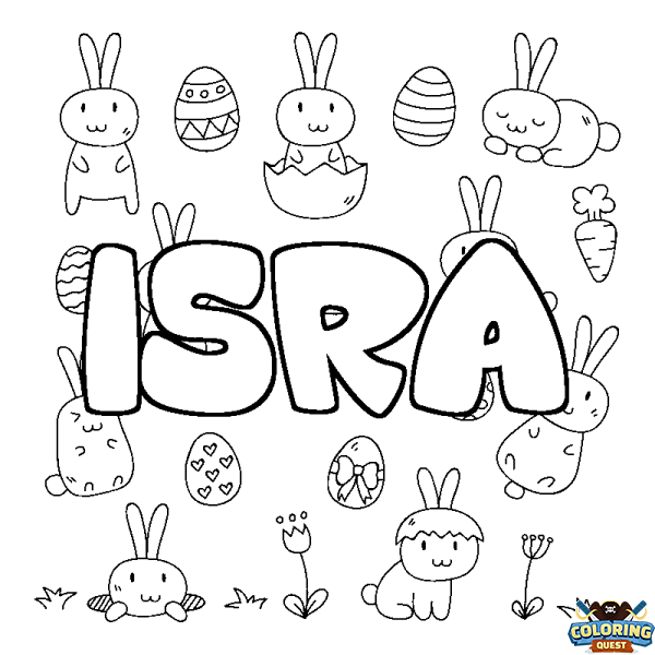 Coloring page first name ISRA - Easter background