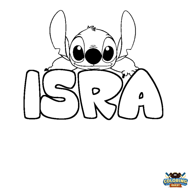 Coloring page first name ISRA - Stitch background