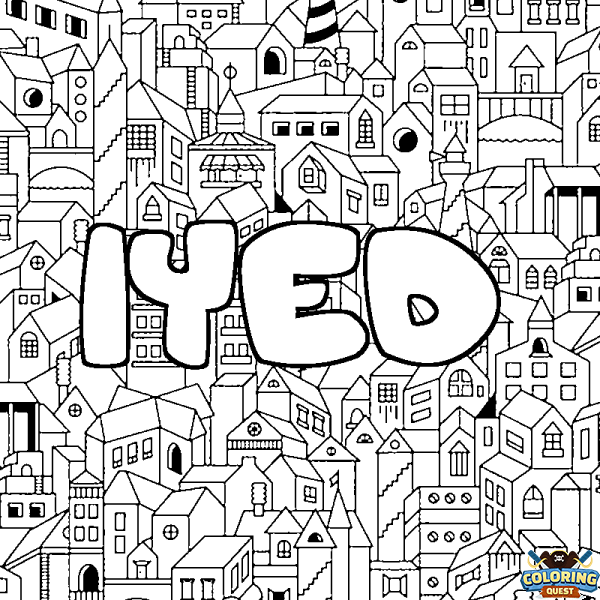 Coloring page first name IYED - City background