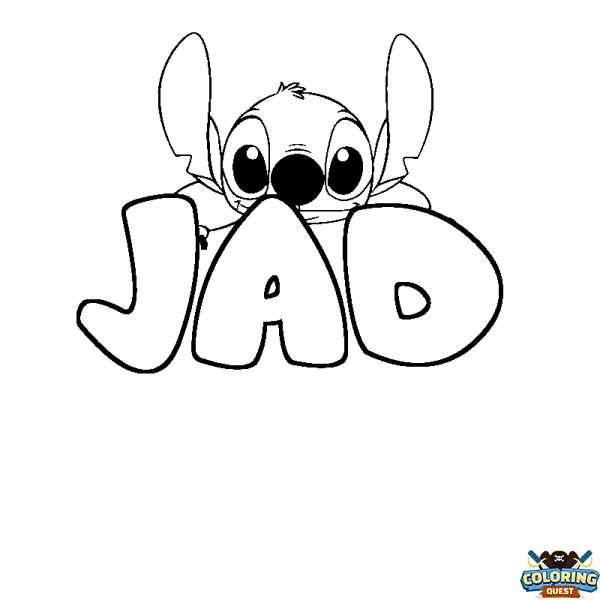 Coloring page first name JAD - Stitch background