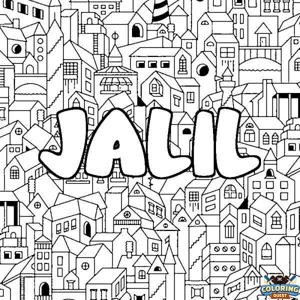 Coloring page first name JALIL - City background