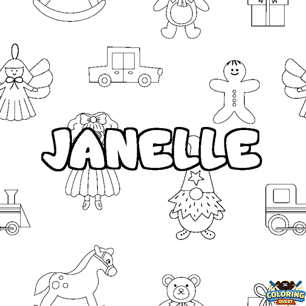 Coloring page first name JANELLE - Toys background
