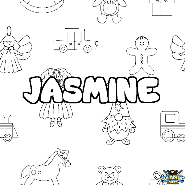 Coloring page first name JASMINE - Toys background