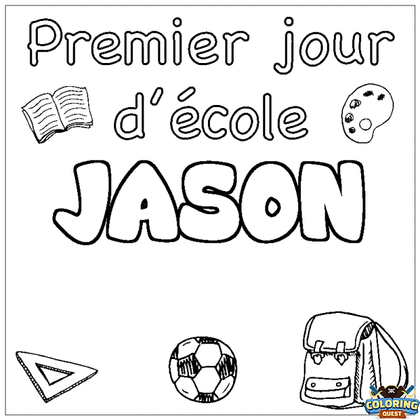 Coloring page first name JASON - School First day background