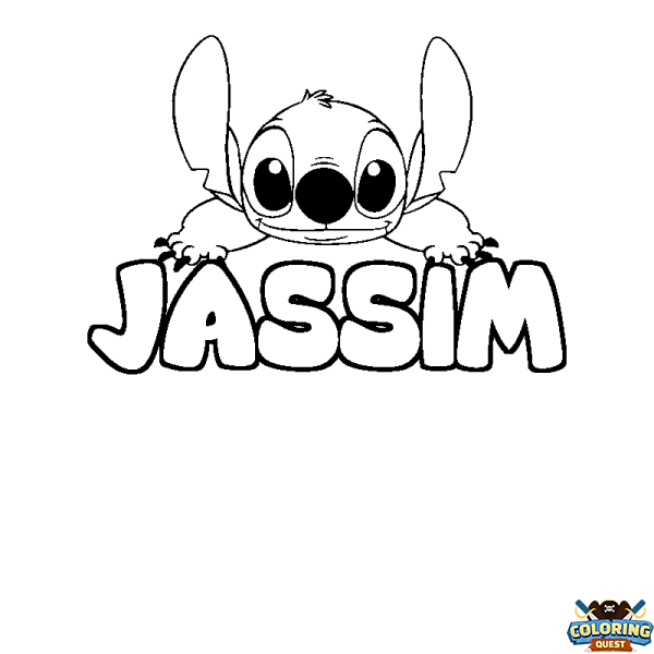 Coloring page first name JASSIM - Stitch background