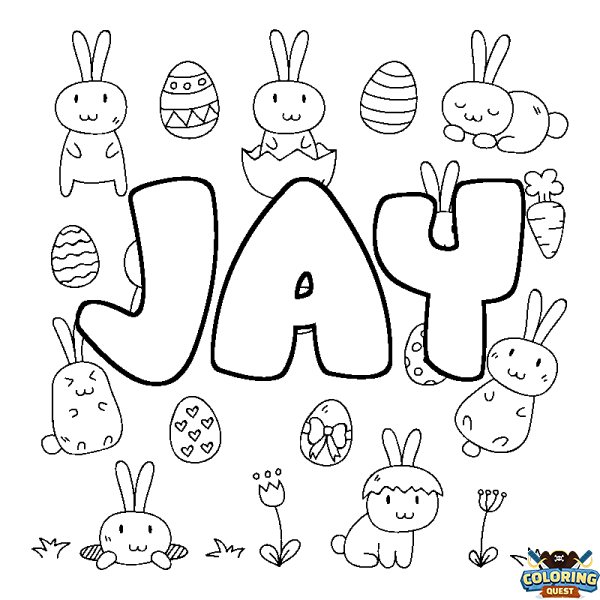 Coloring page first name JAY - Easter background