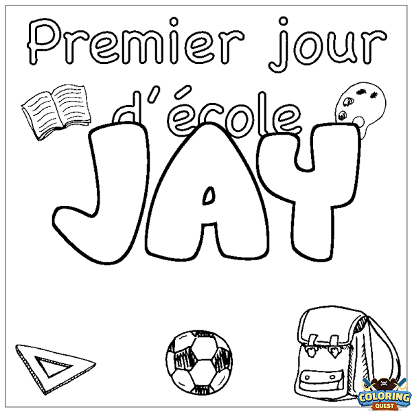 Coloring page first name JAY - School First day background
