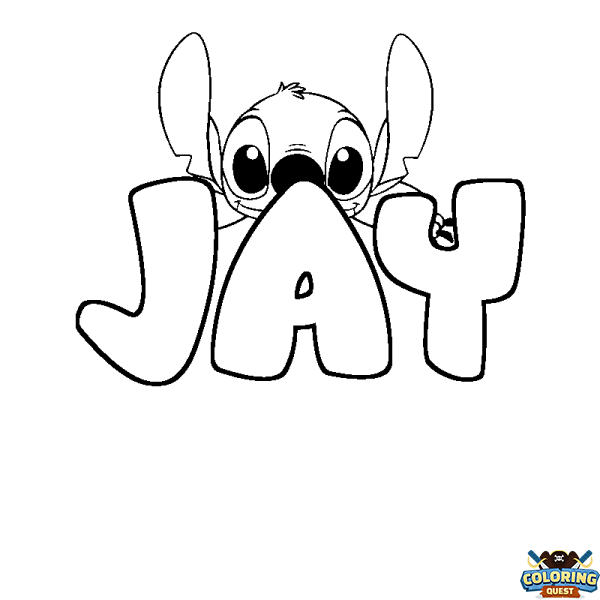 Coloring page first name JAY - Stitch background