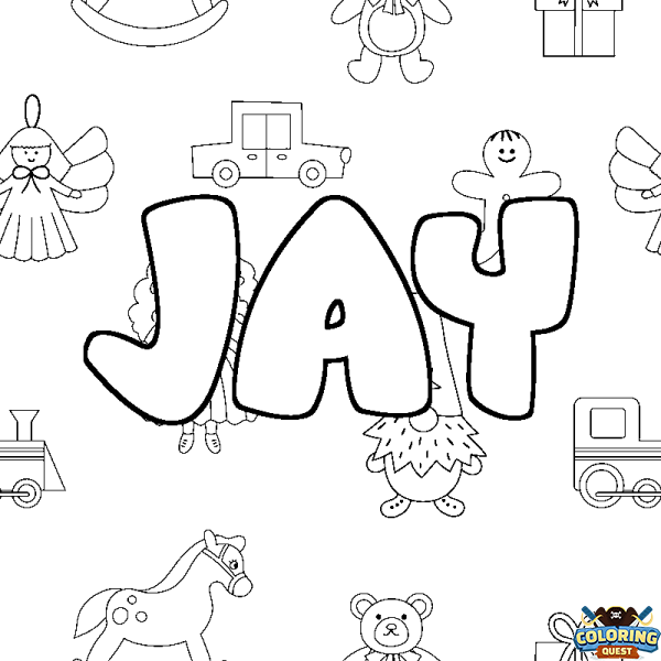 Coloring page first name JAY - Toys background
