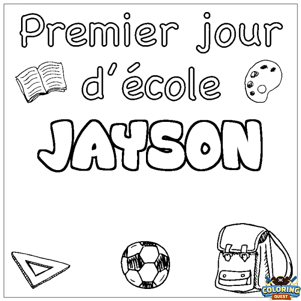 Coloring page first name JAYSON - School First day background