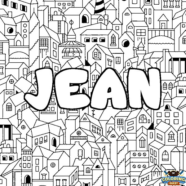 Coloring page first name JEAN - City background
