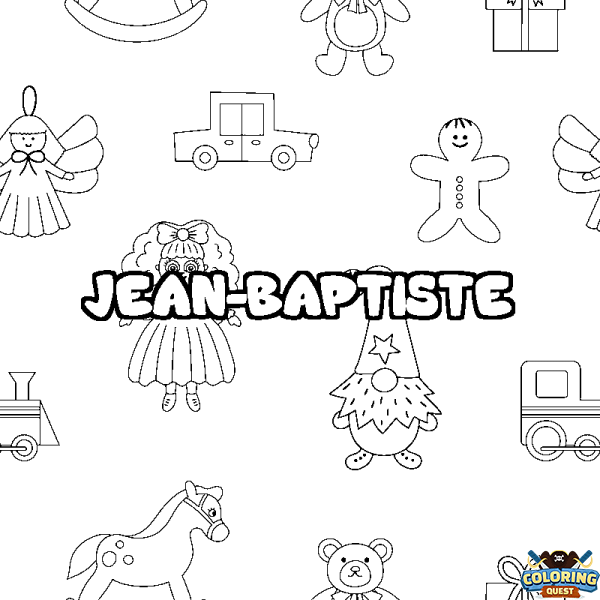 Coloring page first name JEAN-BAPTISTE - Toys background