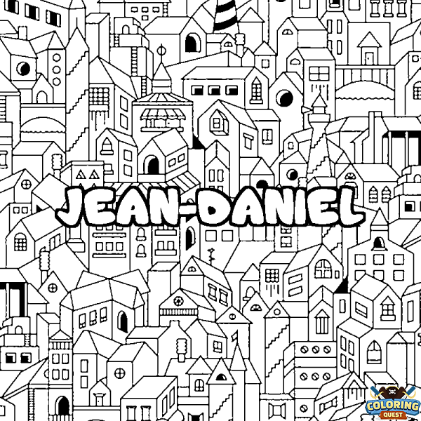 Coloring page first name JEAN-DANIEL - City background