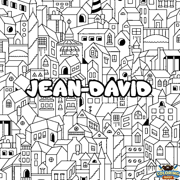 Coloring page first name JEAN-DAVID - City background