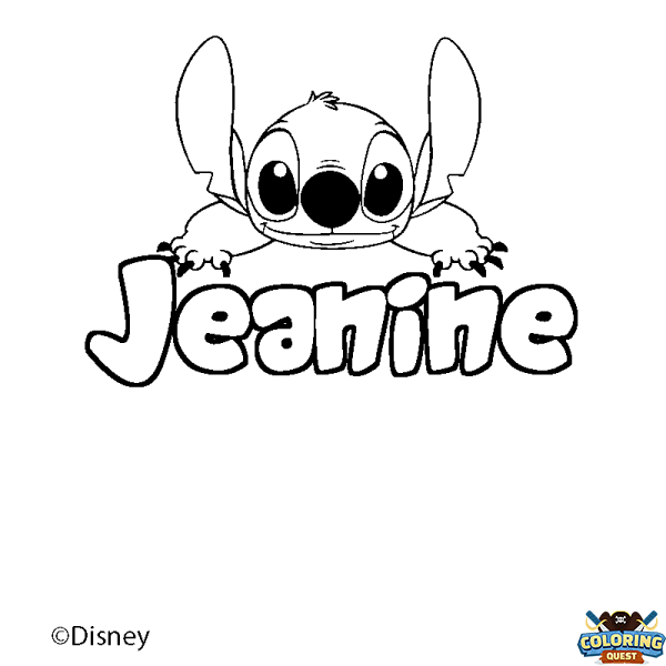 Coloring page first name Jeanine - Stitch background