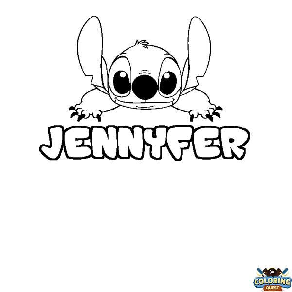 Coloring page first name JENNYFER - Stitch background