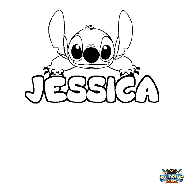 Coloring page first name JESSICA - Stitch background