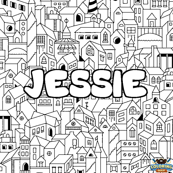 Coloring page first name JESSIE - City background