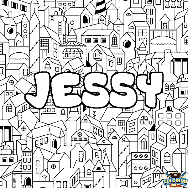Coloring page first name JESSY - City background