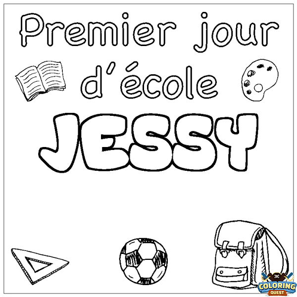 Coloring page first name JESSY - School First day background