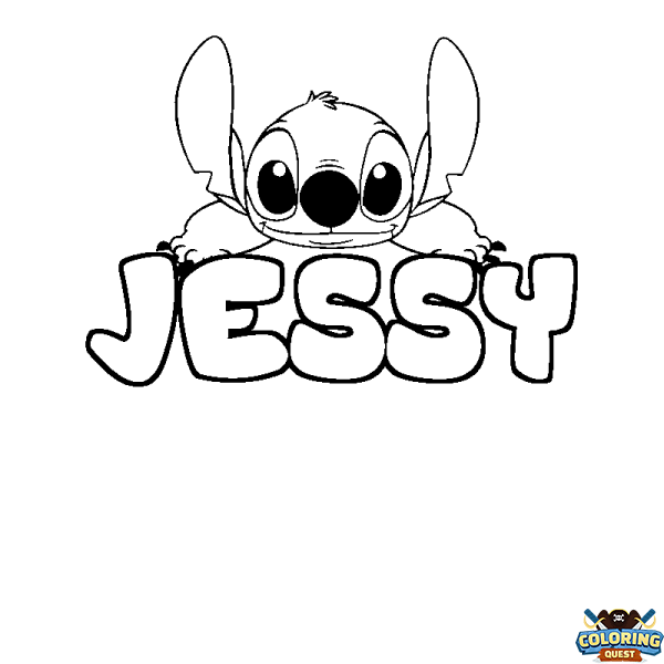 Coloring page first name JESSY - Stitch background