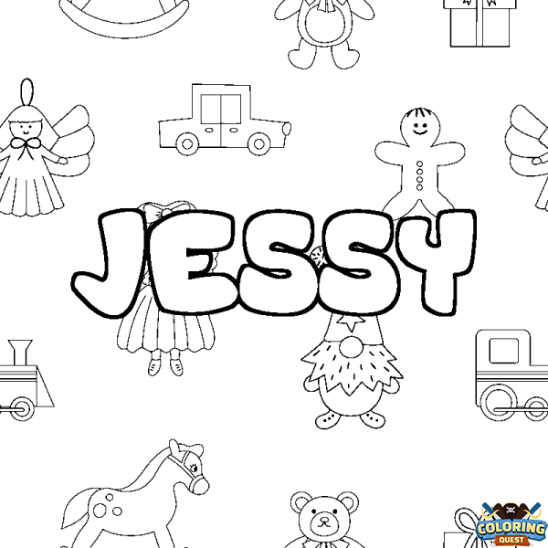 Coloring page first name JESSY - Toys background