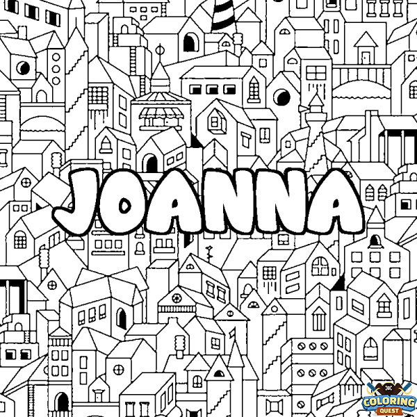 Coloring page first name JOANNA - City background