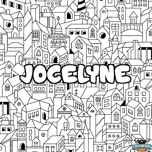 Coloring page first name JOCELYNE - City background