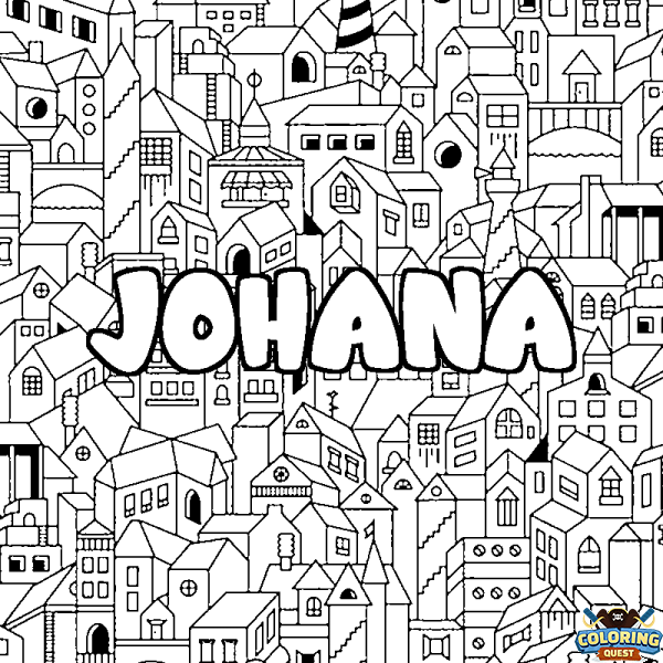 Coloring page first name JOHANA - City background