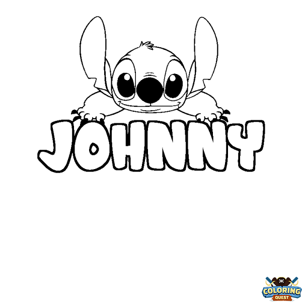 Coloring page first name JOHNNY - Stitch background
