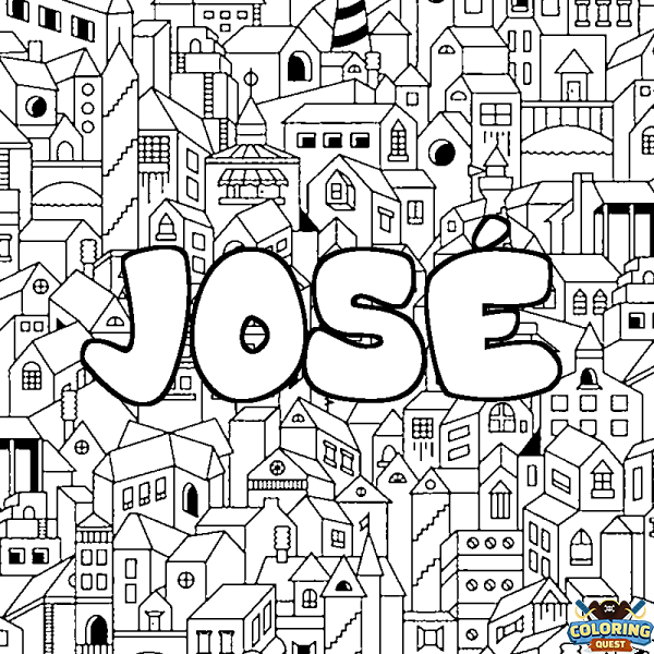 Coloring page first name JOS&Eacute; - City background