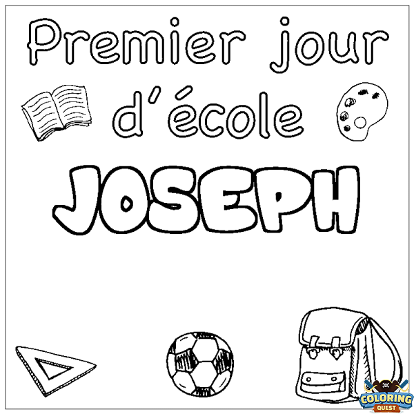 Coloring page first name JOSEPH - School First day background