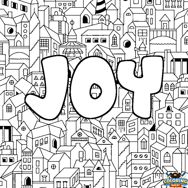 Coloring page first name JOY - City background