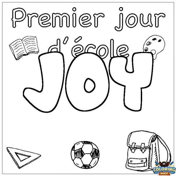 Coloring page first name JOY - School First day background